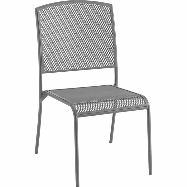 Global Industrial Outdoor Restaurant Armless Stacking Chair, Steel Mesh, Gray, 4PK 262086GY